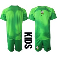 Dres Brazil Golmanski Gostujuci za djecu SP 2022 Kratak Rukav (+ kratke hlače)